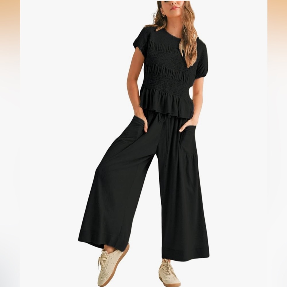 Black Wide Leg pants and top set
